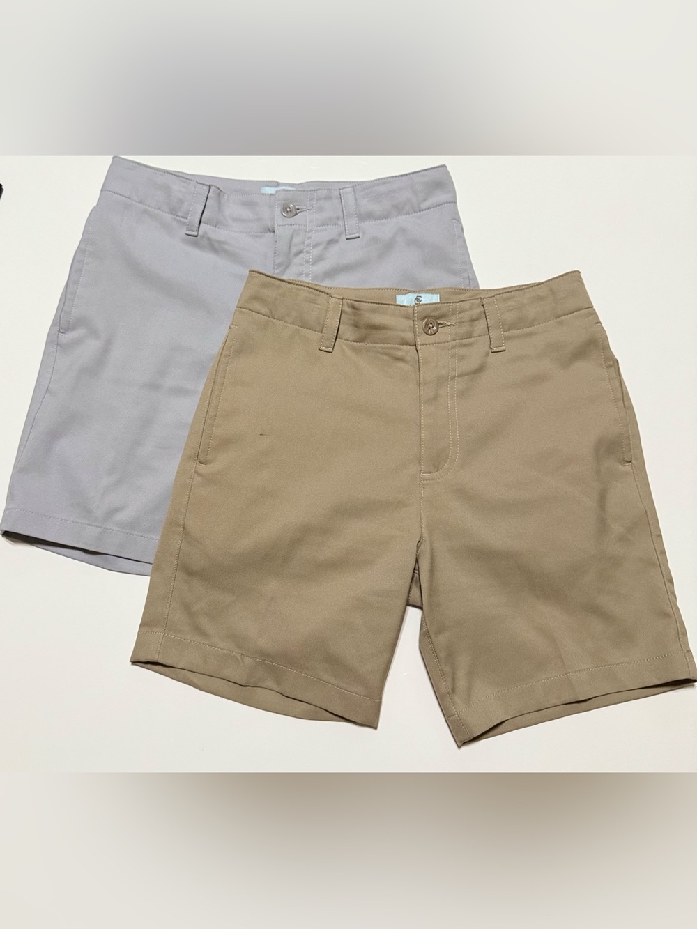 Class Club Boys Synthetic Shorts - Two-Pack Chino & Light Gray - Size 12